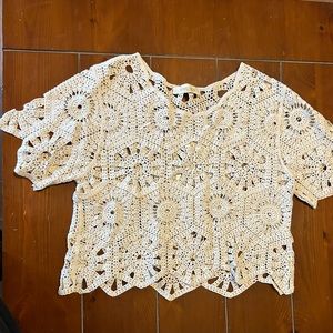 cropped cover up/ going out cream colored top. size s